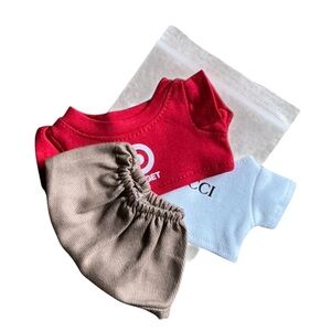 Labubu Fashion Outfit Clothing Set - 2 T-shirts and tan pants